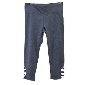 NWT T4T Blue Capri Leggings with Cutouts Women's size L
